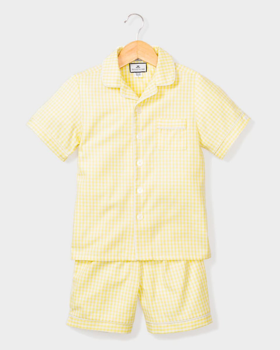 Kid's Gingham 2-Piece Pajama Shorts Set, Size 6M-14